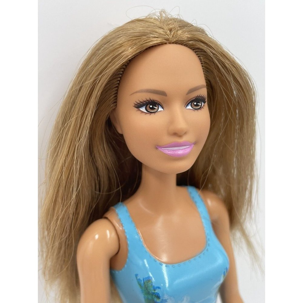 Summer Beach Tan Barbie Doll Blue Swimsuit - Picture 3 of 11